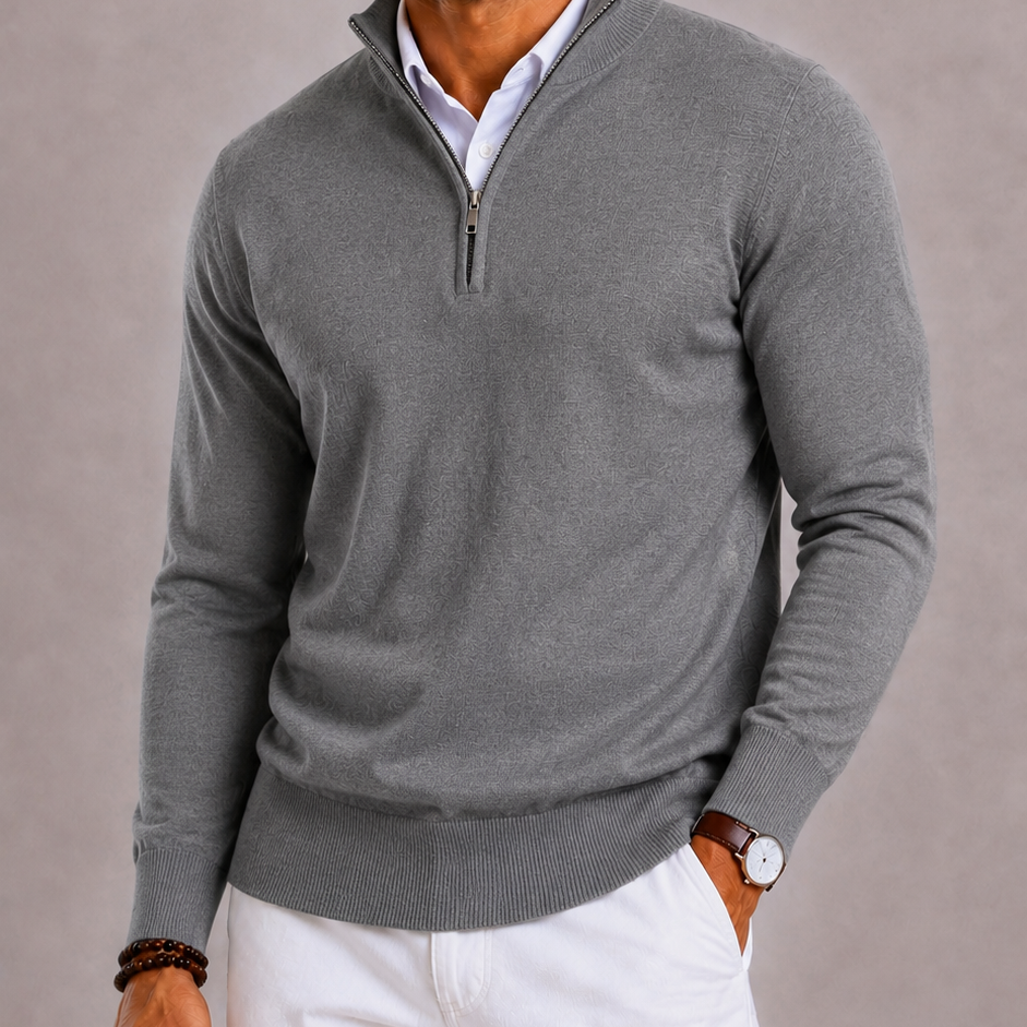 Lunelle | Men's Slim Fit Half-Zip Turtleneck Sweater
