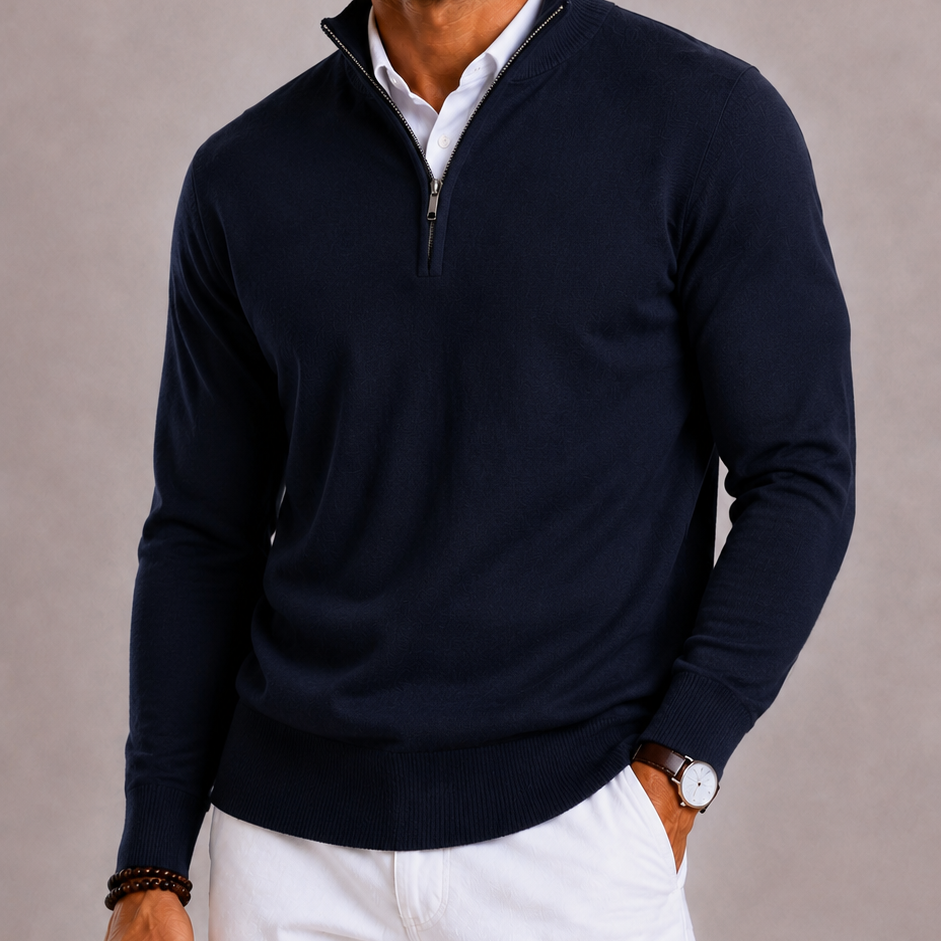 Lunelle | Men's Slim Fit Half-Zip Turtleneck Sweater