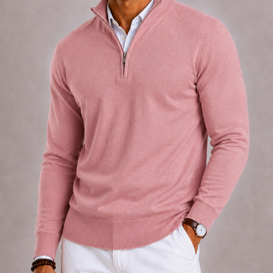 Lunelle | Men's Slim Fit Half-Zip Turtleneck Sweater
