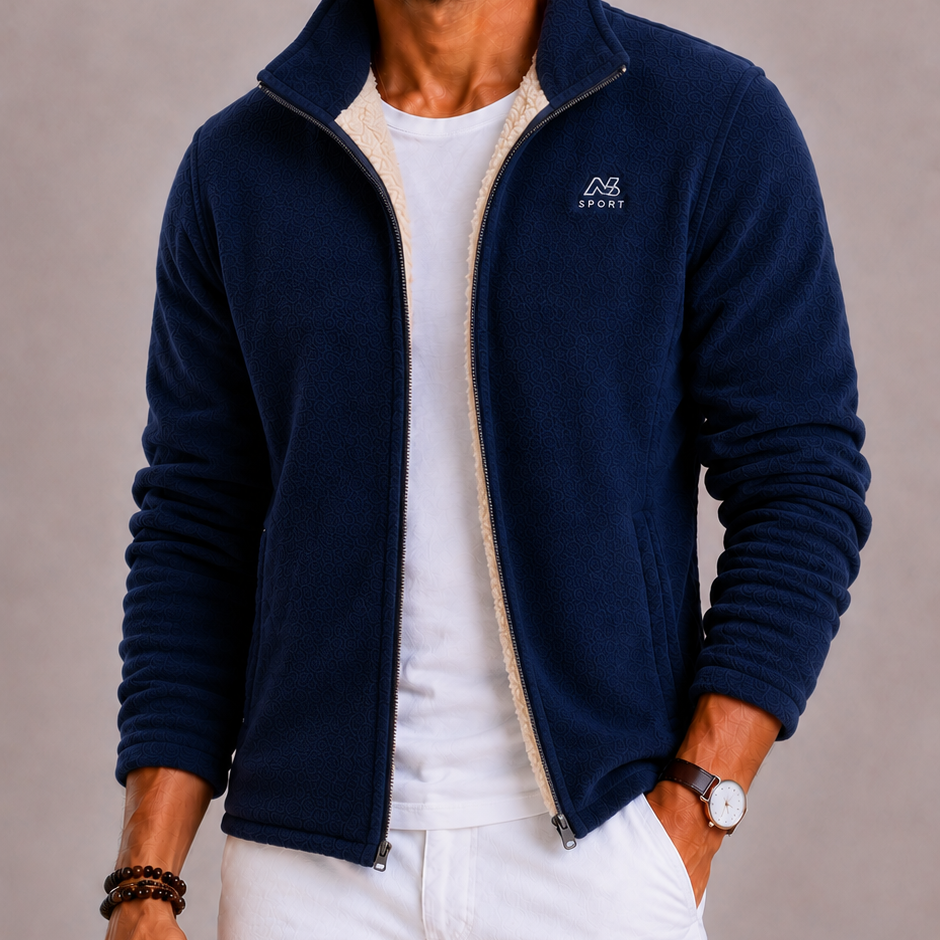 Fleece vest with stand-up collar