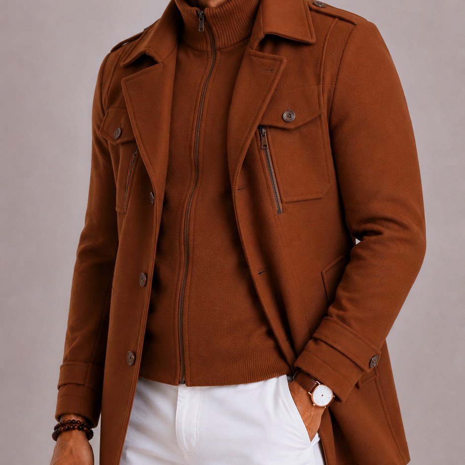 Lunelle | Heren Wollen Tweedjas met Slim Fit en Knoopsluiting