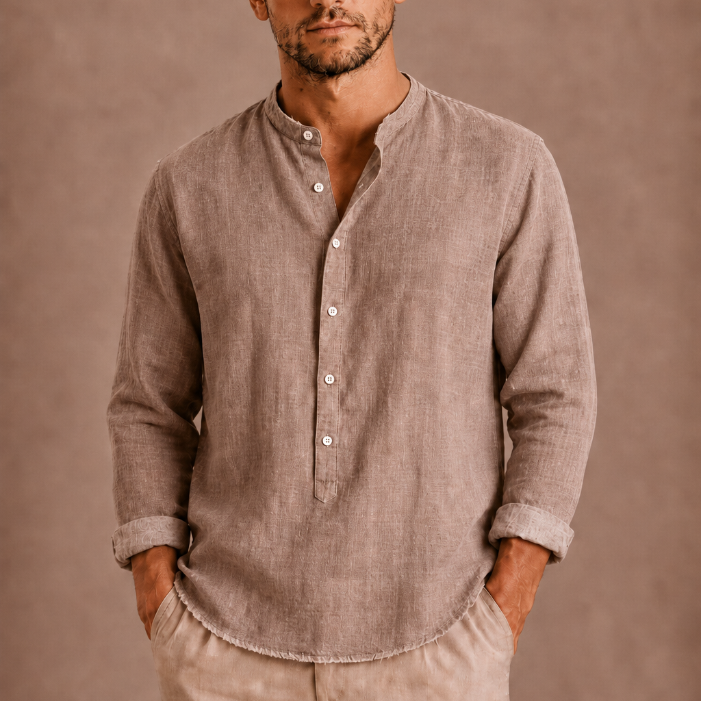 Lunelle | Heren Henley Shirt met Lange Mouwen