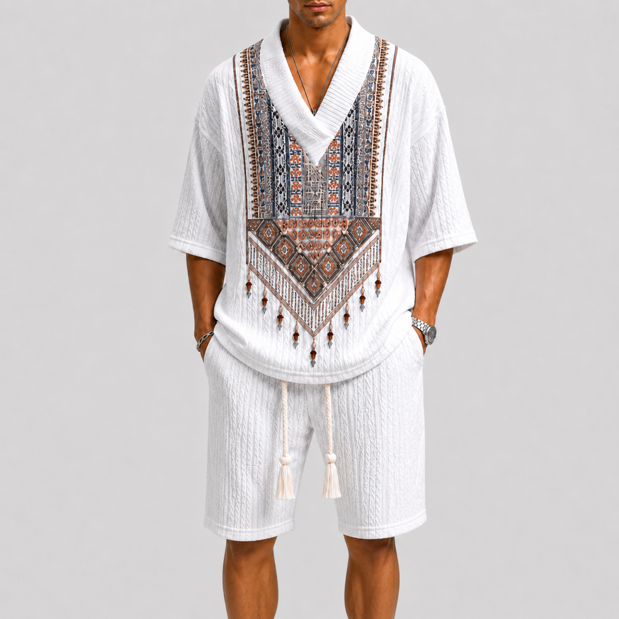 Lunelle | Heren Zomerset V-Hals Print Losse Pasvorm