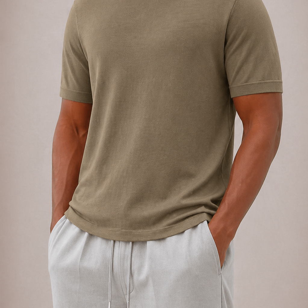 Lunelle | Heren Turtleneck T-Shirt Korte Mouwen Slim Pasvorm