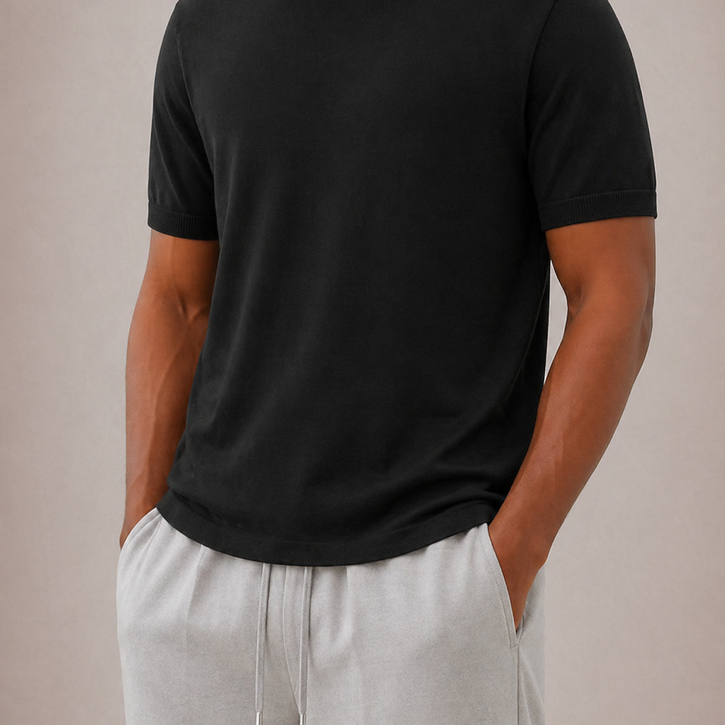 Lunelle | Heren Turtleneck T-Shirt Korte Mouwen Slim Pasvorm