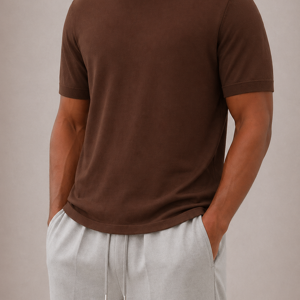 Lunelle | Heren Turtleneck T-Shirt Korte Mouwen Slim Pasvorm