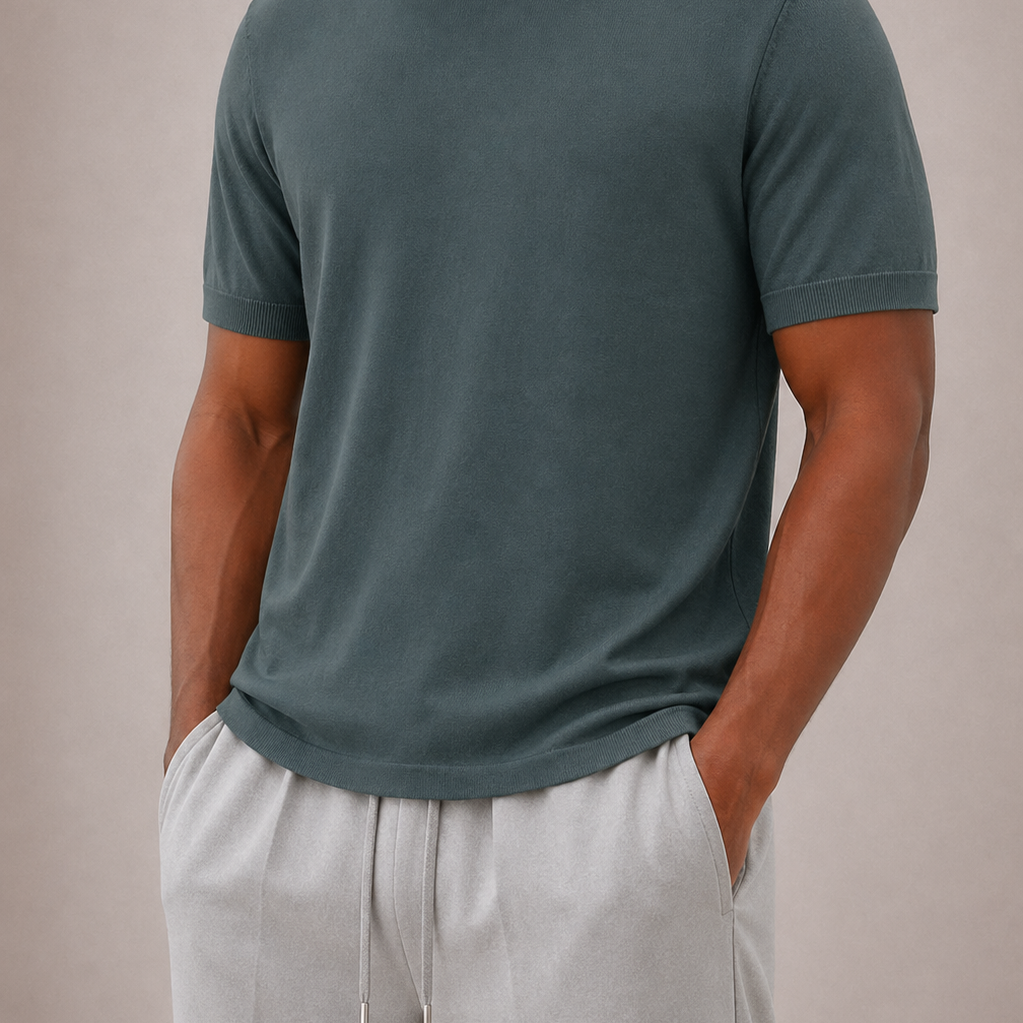 Lunelle | Heren Turtleneck T-Shirt Korte Mouwen Slim Pasvorm