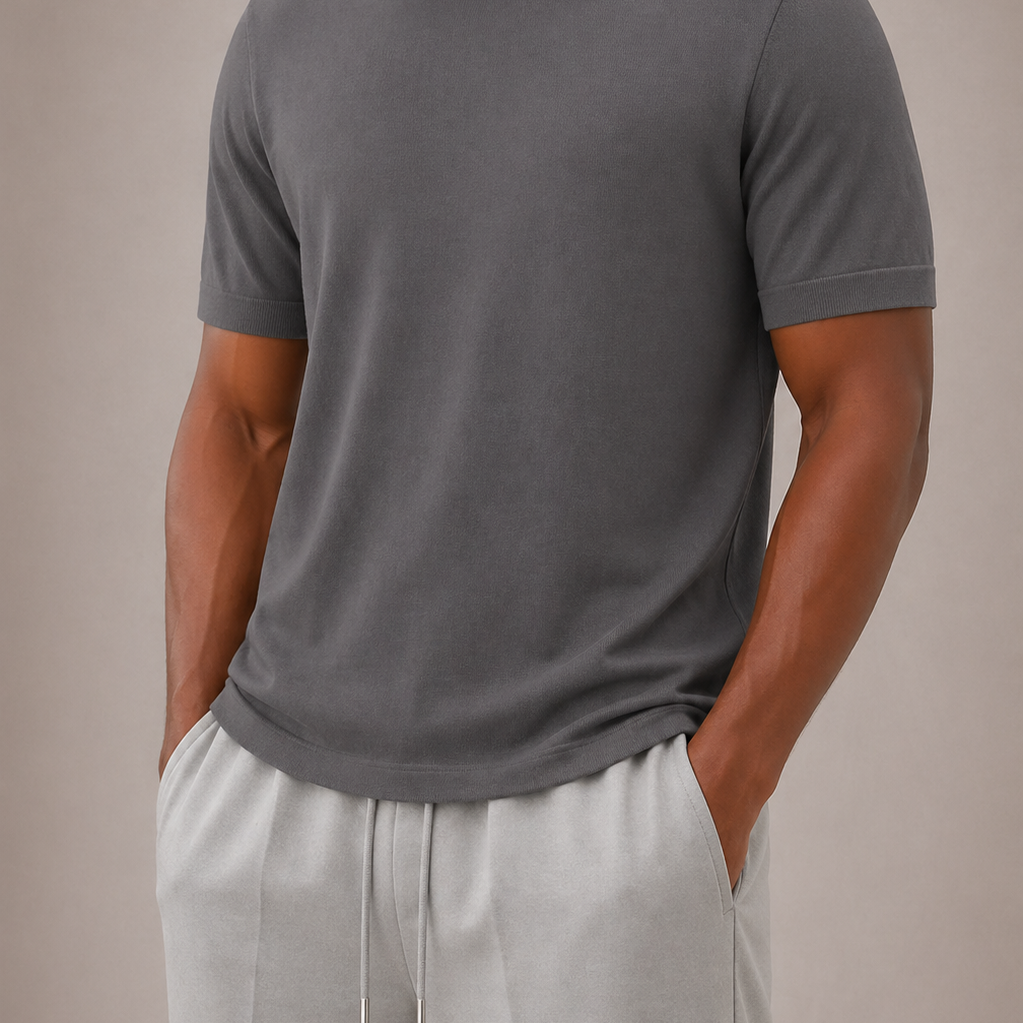 Lunelle | Heren Turtleneck T-Shirt Korte Mouwen Slim Pasvorm