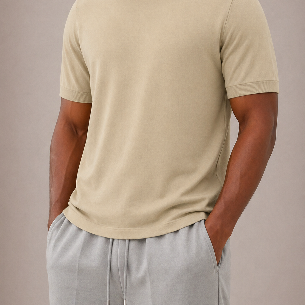 Lunelle | Heren Turtleneck T-Shirt Korte Mouwen Slim Pasvorm