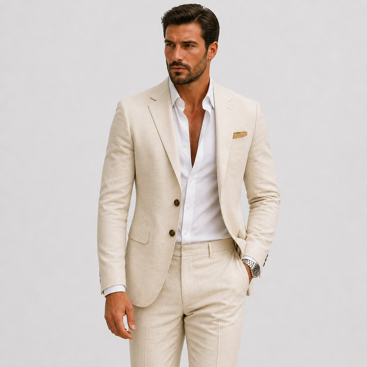 Lunelle | Heren Linnen Pak Slim-Fit Zomerse Elegantie