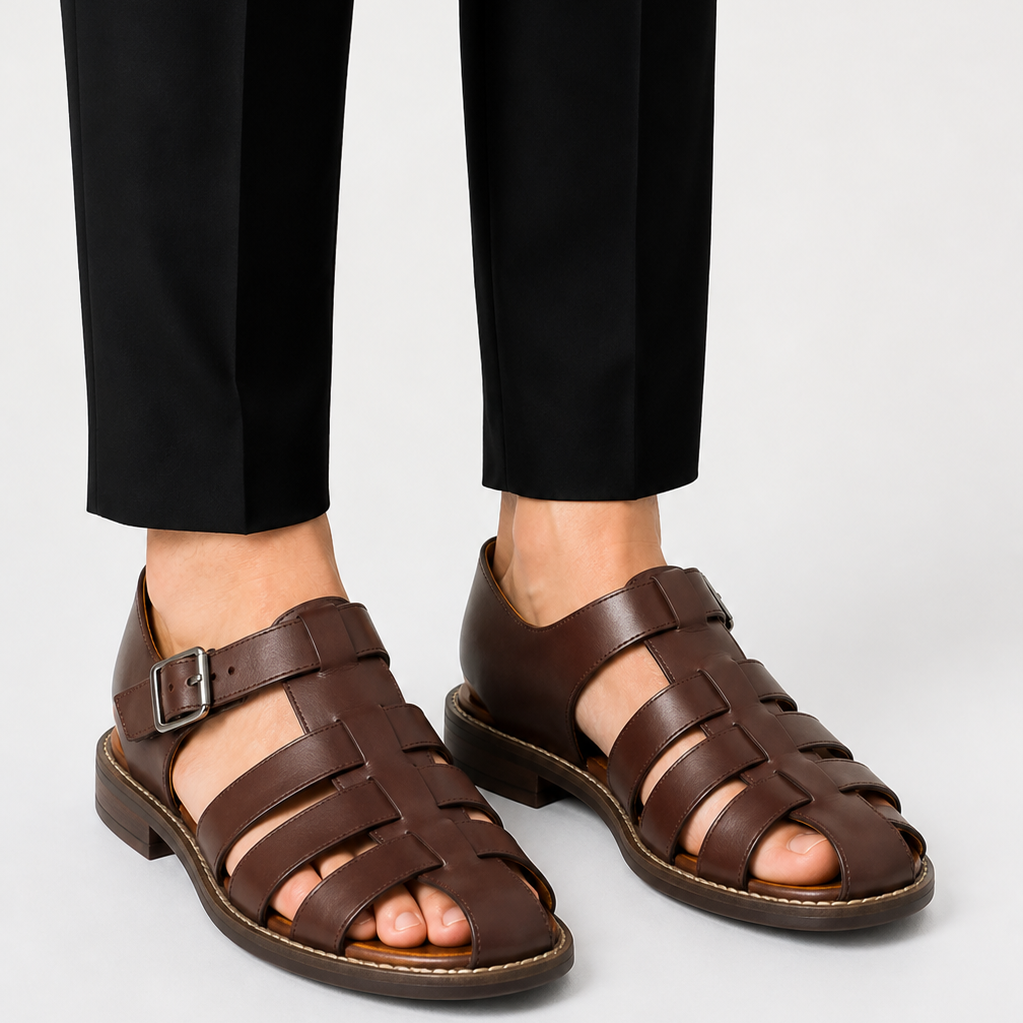 Lunelle | Heren Leren Sandalen Gesloten Design Tijdloze Zomerstijl