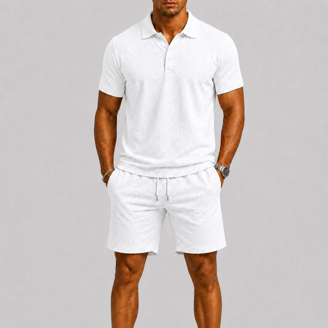Lunelle | Heren Zomerset Jacquard Overhemd & Short Stijlvolle Comfort Fit