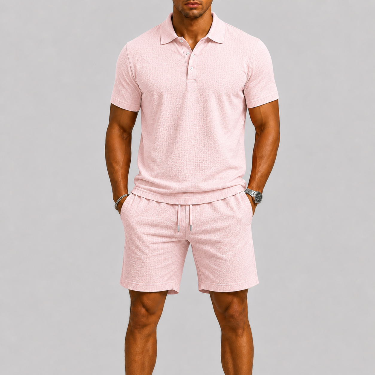 Lunelle | Heren Zomerset Jacquard Overhemd & Short Stijlvolle Comfort Fit