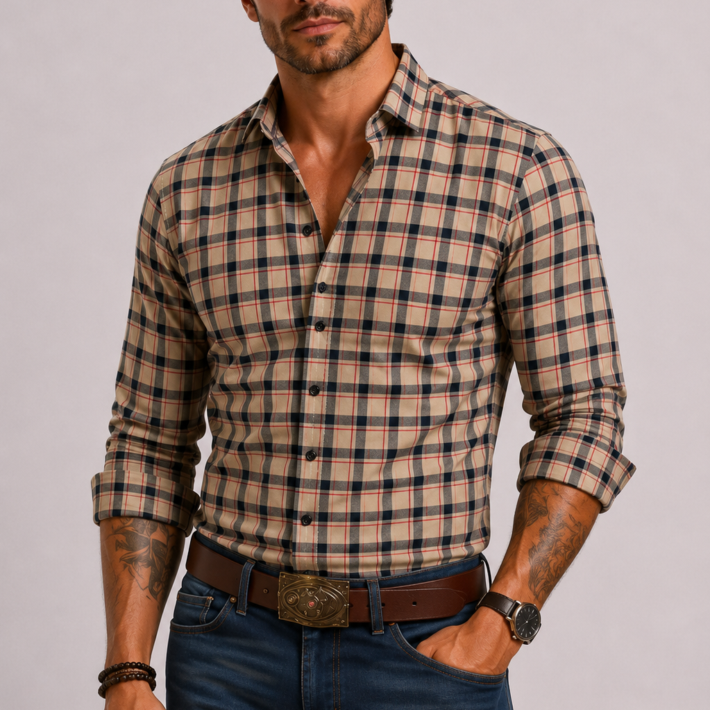 Lunelle | Heren Overhemd Modern Geruit Tijdloze Elegantie