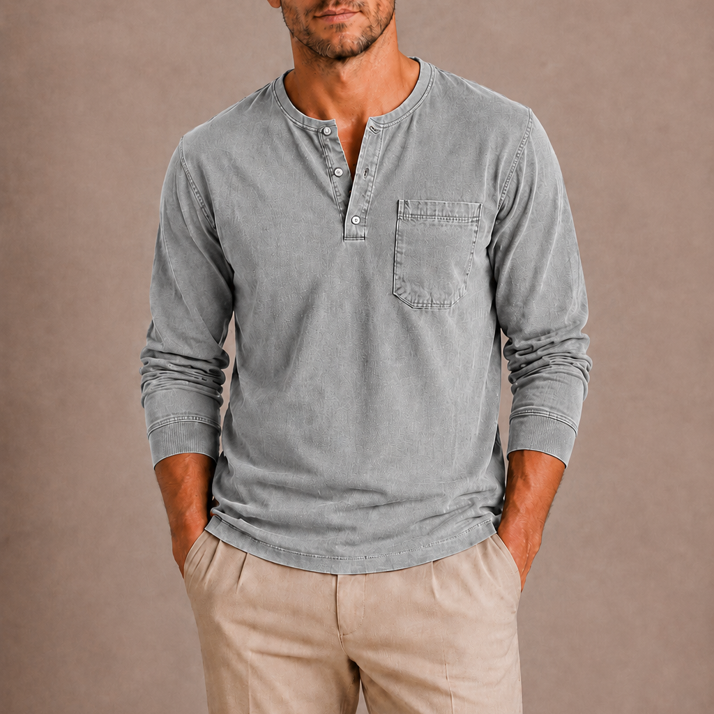 Lunelle | Heren Henleyshirt Lange Mouwen Relaxed Fit