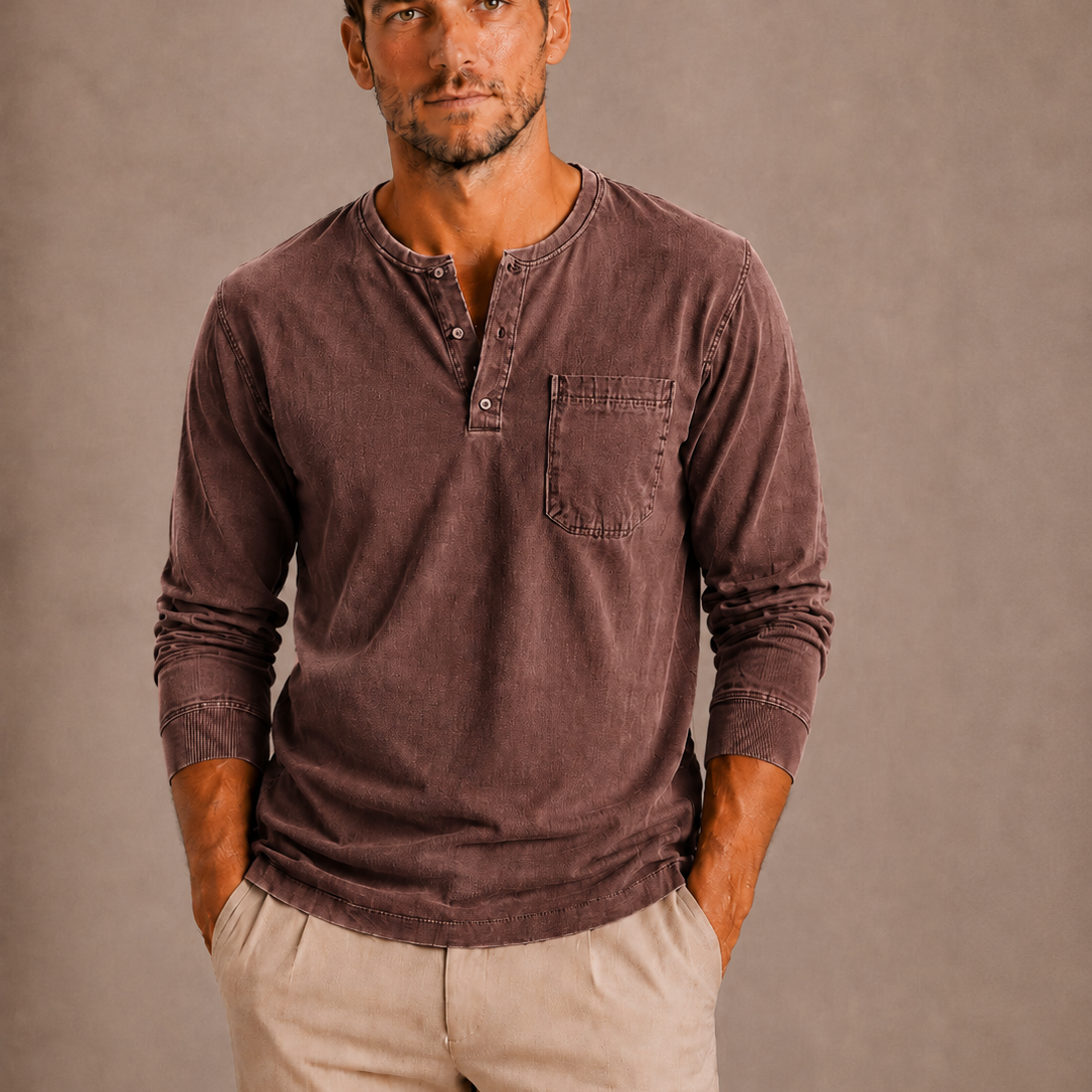 Lunelle | Heren Henleyshirt Lange Mouwen Relaxed Fit