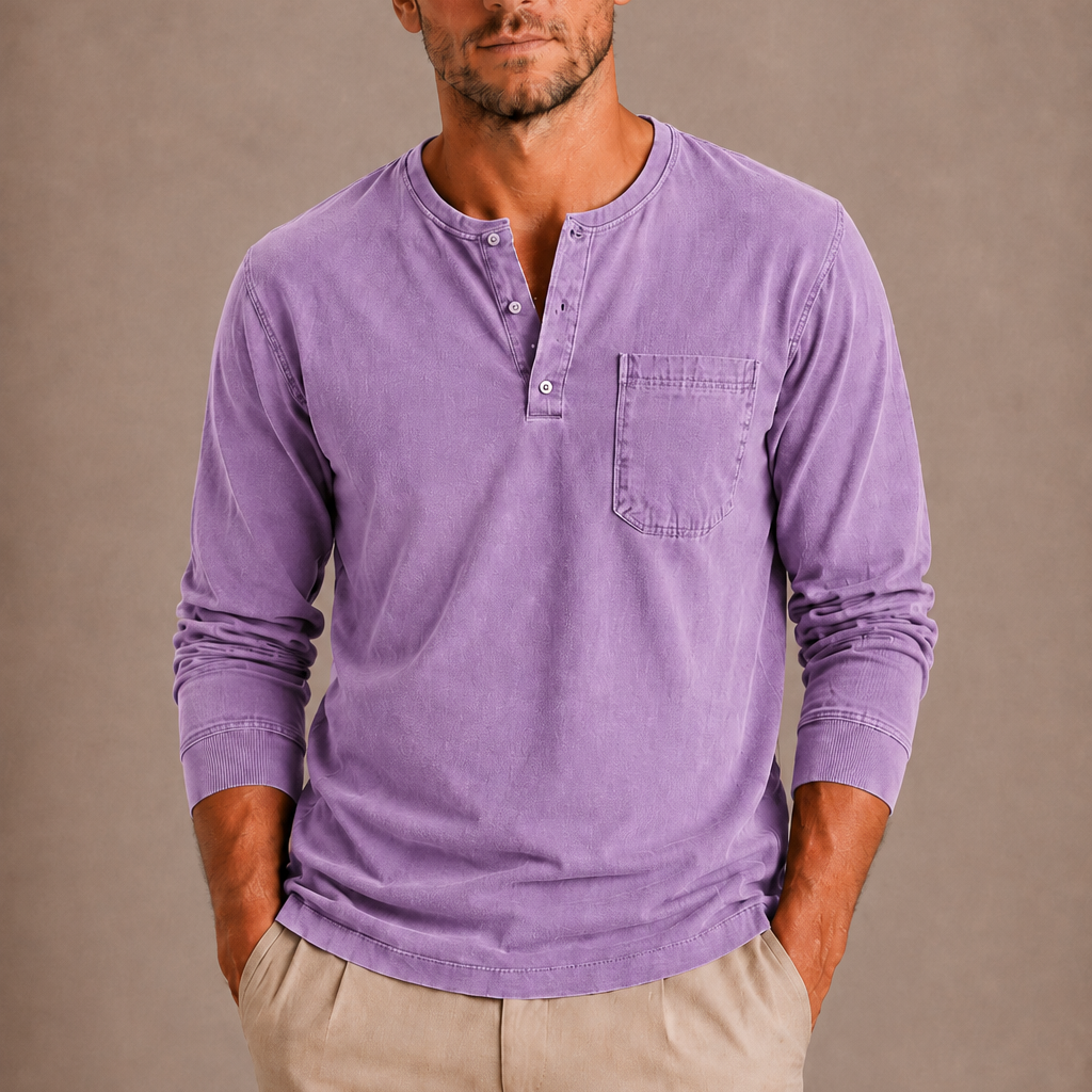 Lunelle | Heren Henleyshirt Lange Mouwen Relaxed Fit
