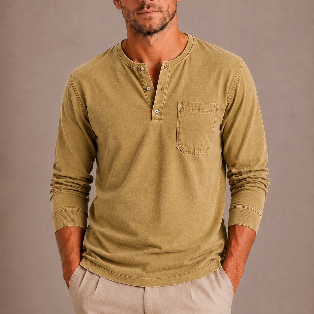 Lunelle | Heren Henleyshirt Lange Mouwen Relaxed Fit