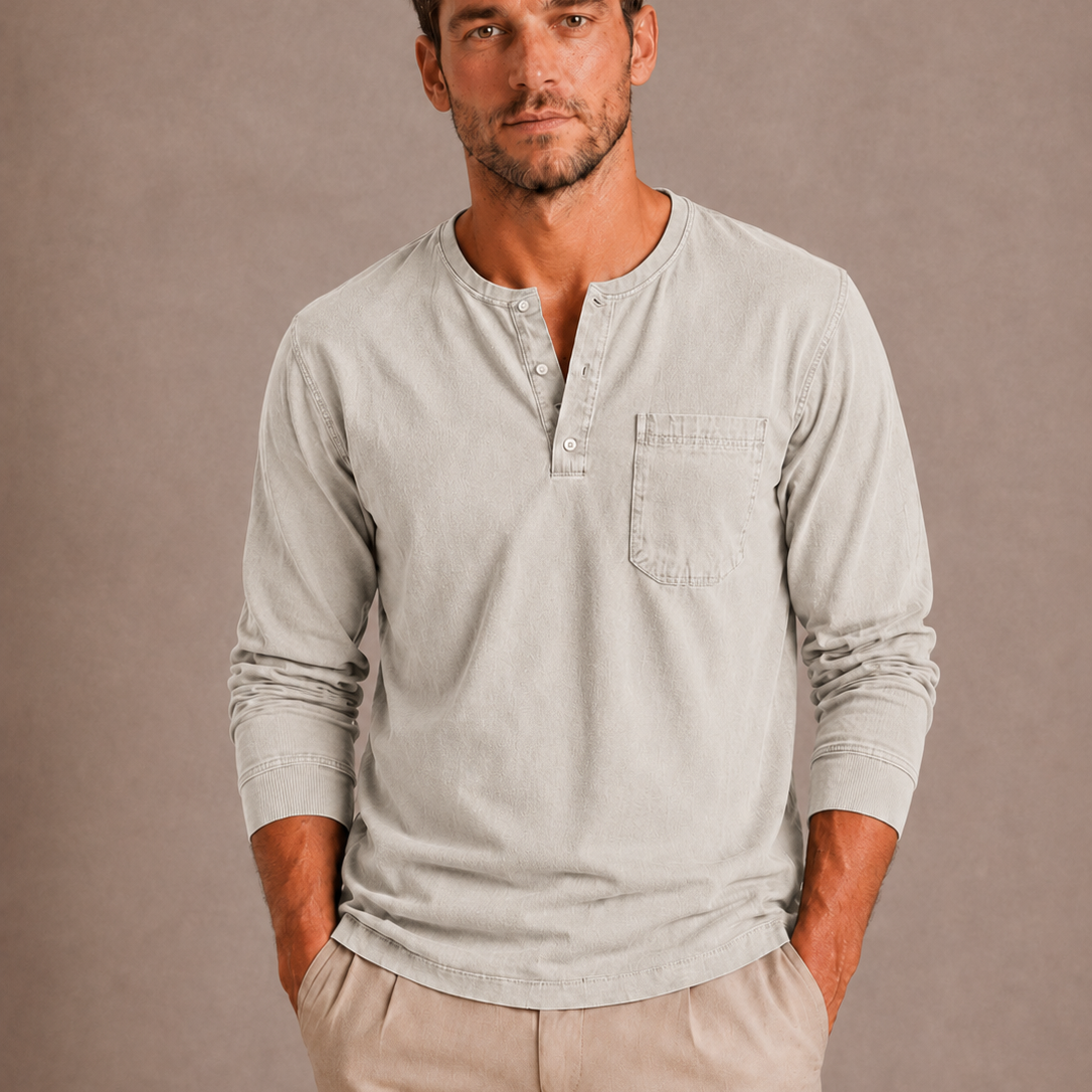 Lunelle | Heren Henleyshirt Lange Mouwen Relaxed Fit