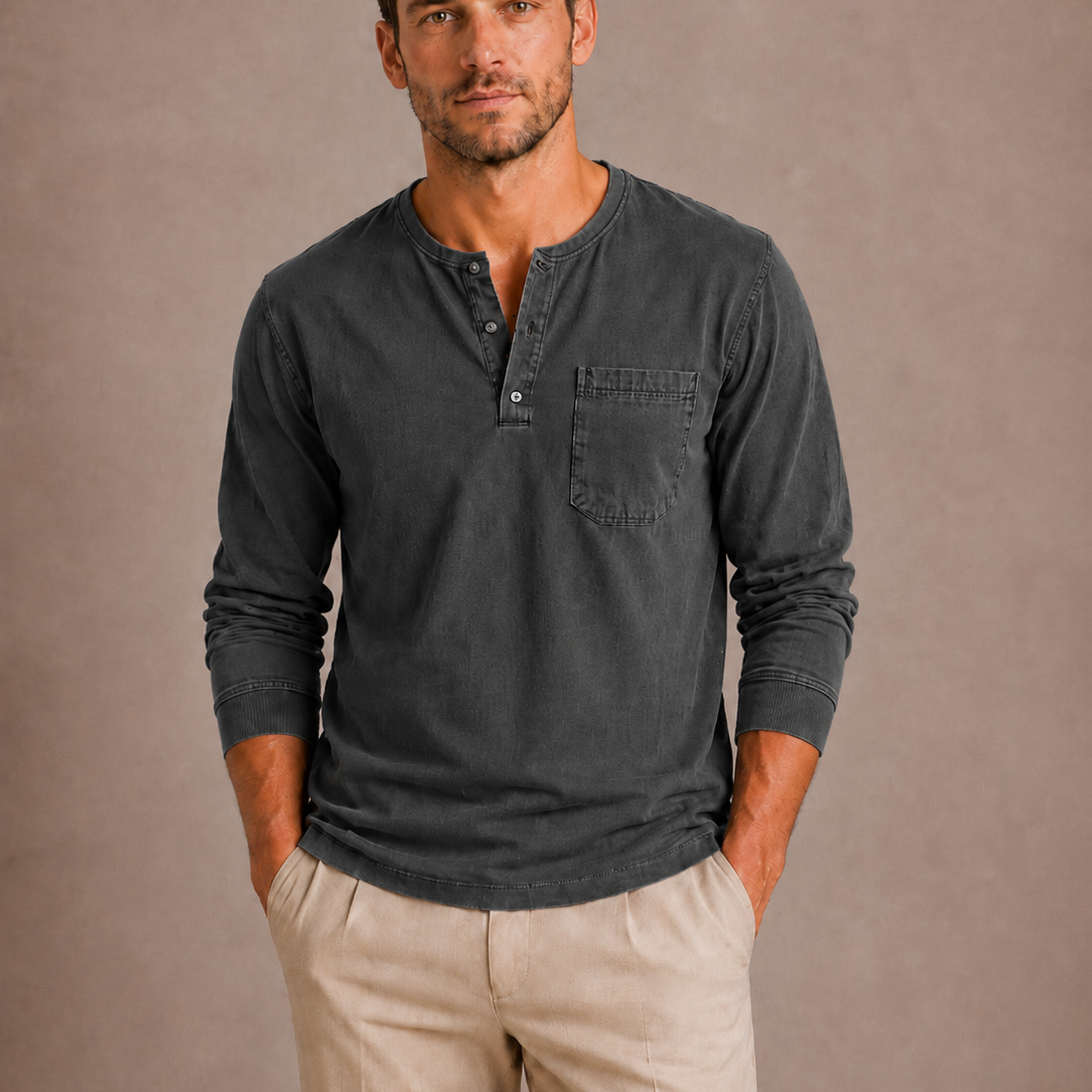 Lunelle | Heren Henleyshirt Lange Mouwen Relaxed Fit