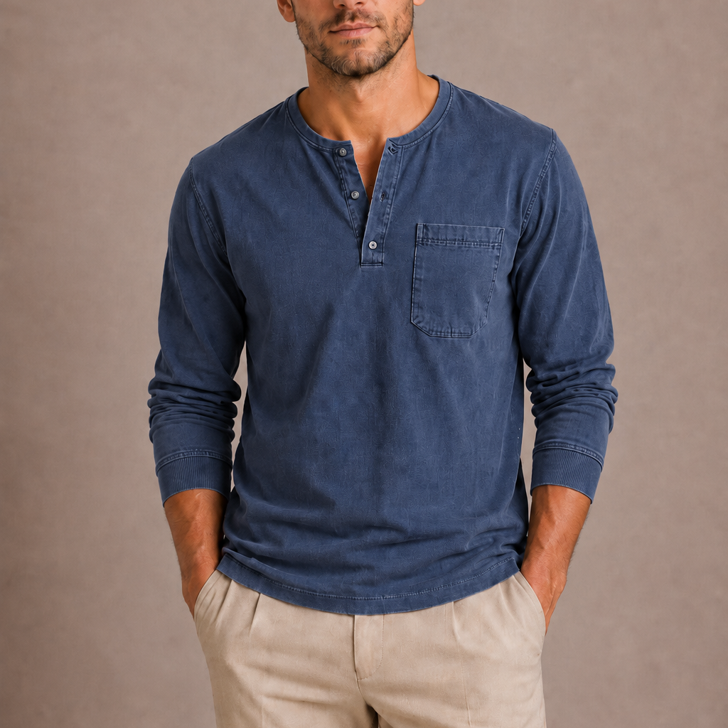 Lunelle | Heren Henleyshirt Lange Mouwen Relaxed Fit