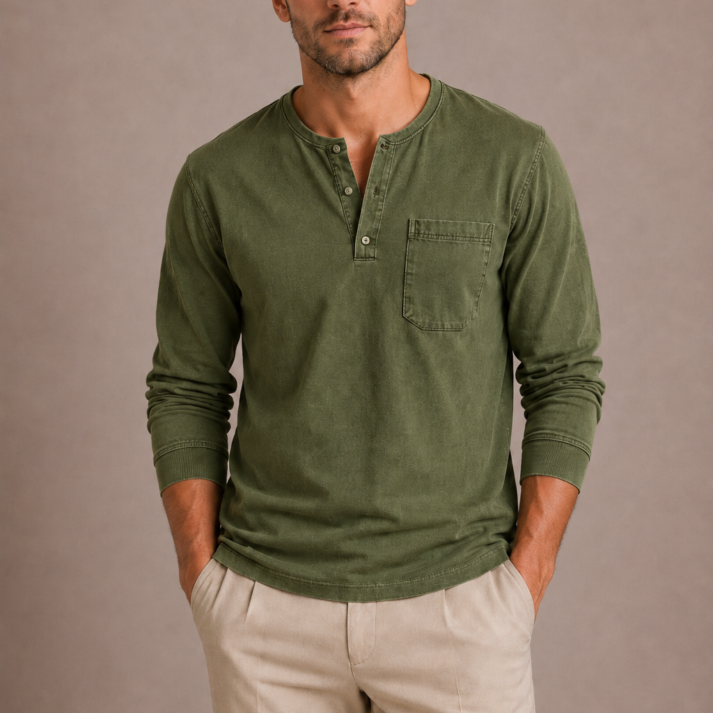 Lunelle | Heren Henleyshirt Lange Mouwen Relaxed Fit