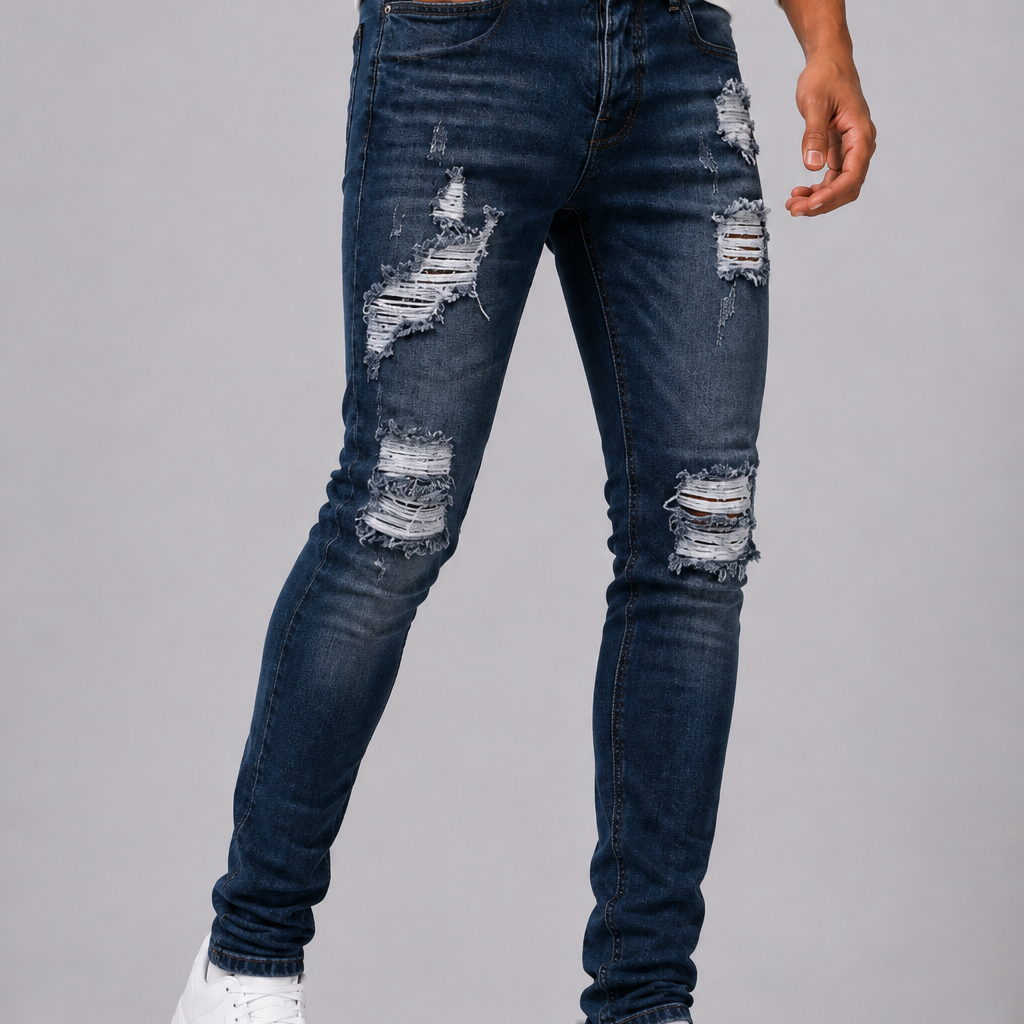 Lunelle | Heren Gescheurde Jeans Slim-Fit Moderne Streetstyle