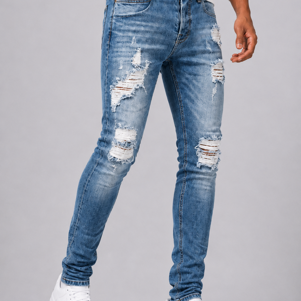 Lunelle | Heren Gescheurde Jeans Slim-Fit Moderne Streetstyle