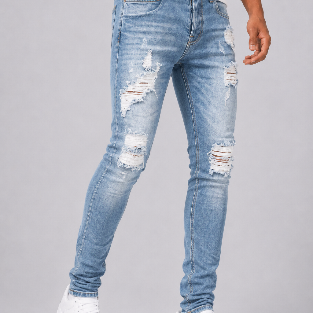 Lunelle | Heren Gescheurde Jeans Slim-Fit Moderne Streetstyle