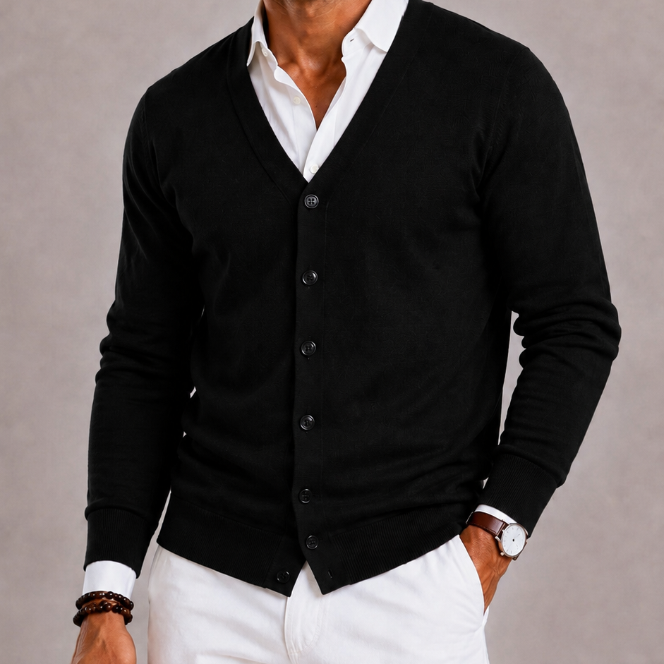 Lunelle | Men's Button-Up V-Neck Cardigan