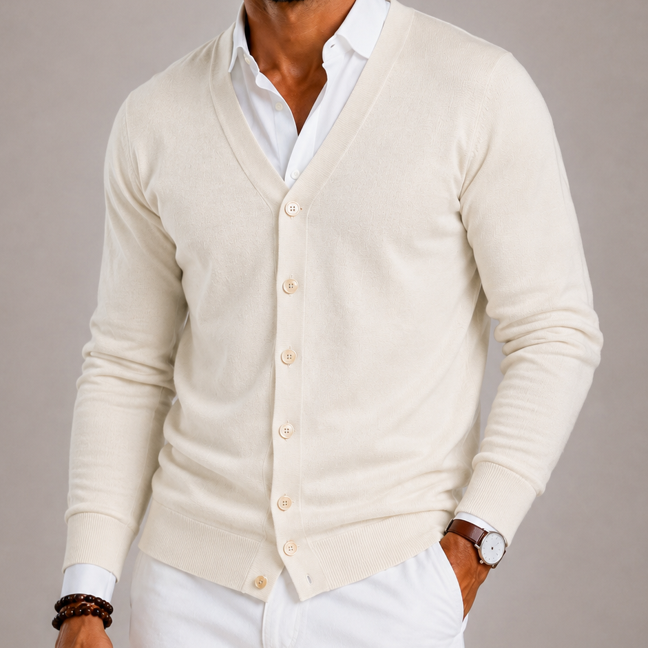 Lunelle | Men's Button-Up V-Neck Cardigan