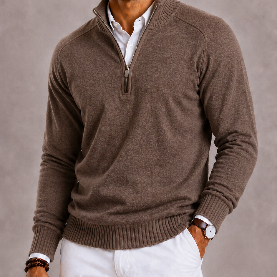 Lunelle | Men's Knitted Turtleneck with Zipper and Warm Thick Knit Structure