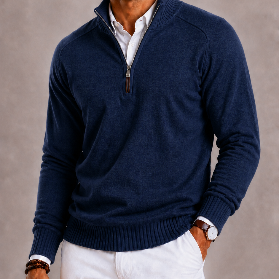 Lunelle | Men's Knitted Turtleneck with Zipper and Warm Thick Knit Structure
