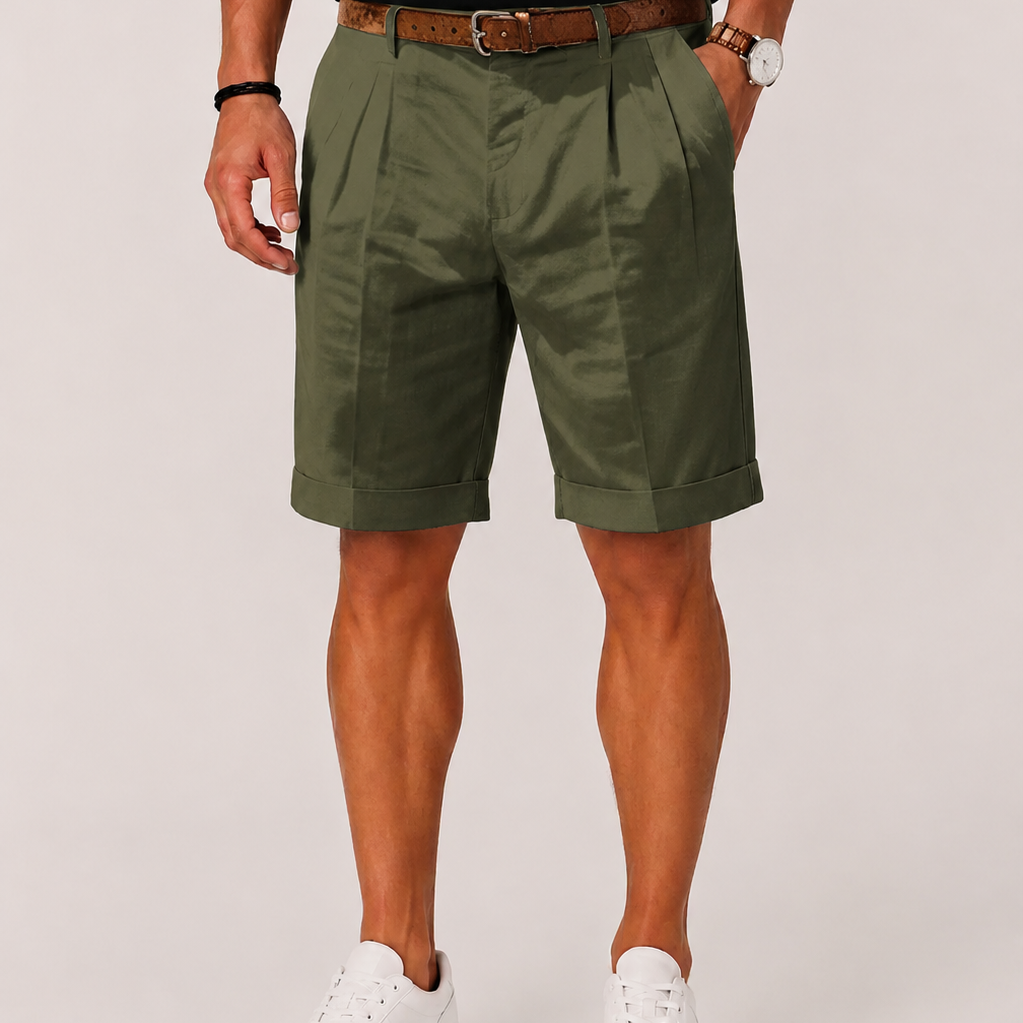 Lunelle | Heren Linnenlook Shorts met Plooien