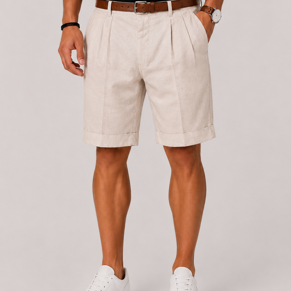 Lunelle | Heren Linnenlook Shorts met Plooien