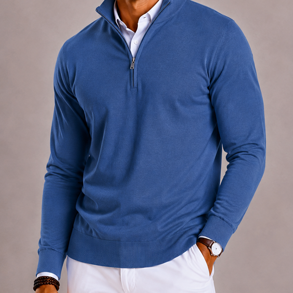 Lunelle | Men's Slim Fit Half-Zip Turtleneck Sweater