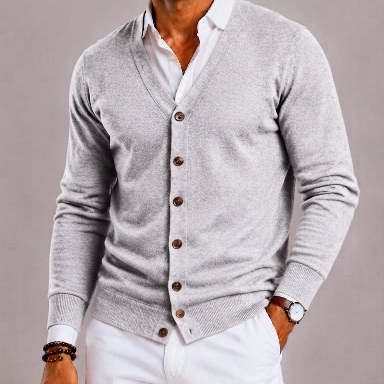 Lunelle | Men's Button-Up V-Neck Cardigan