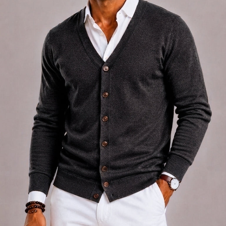 Lunelle | Men's Button-Up V-Neck Cardigan
