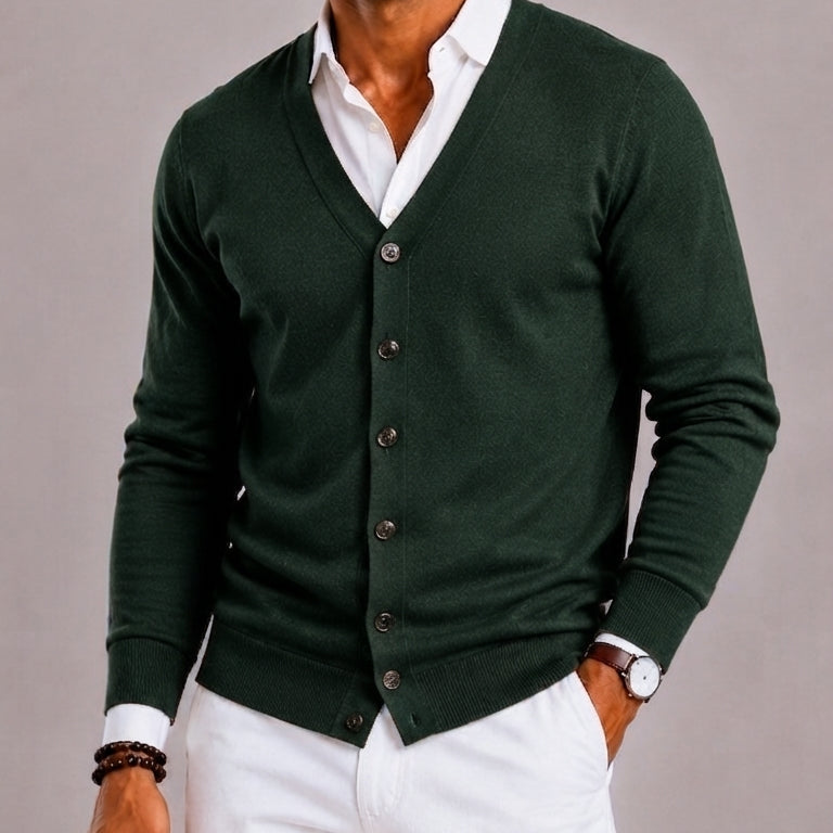 Lunelle | Men's Button-Up V-Neck Cardigan