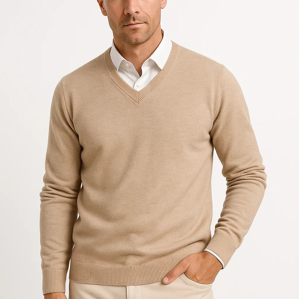 Lunelle | Heren Cashmere Pullover V-Hals Slim Fit Elegante Casual Wear