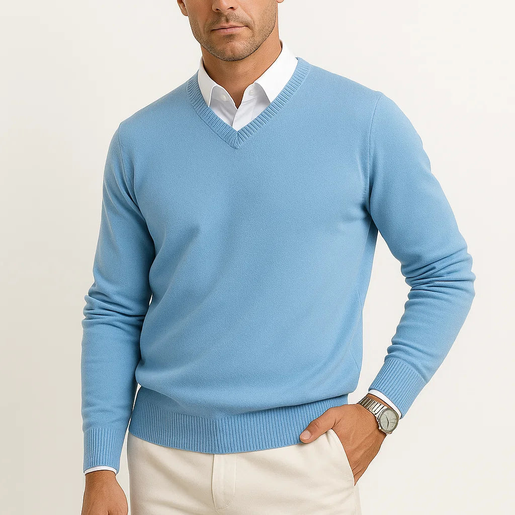 Lunelle | Heren Cashmere Pullover V-Hals Slim Fit Elegante Casual Wear