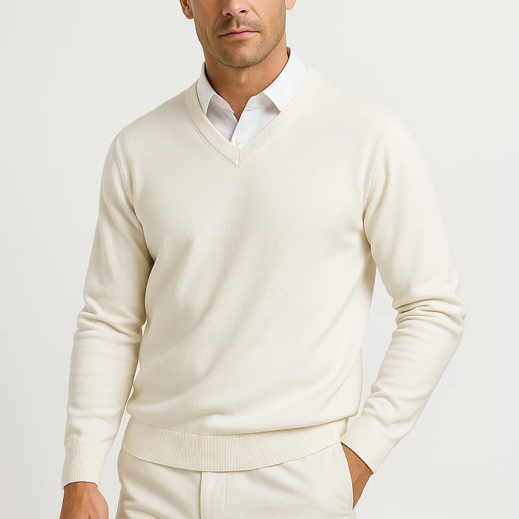 Lunelle | Heren Cashmere Pullover V-Hals Slim Fit Elegante Casual Wear