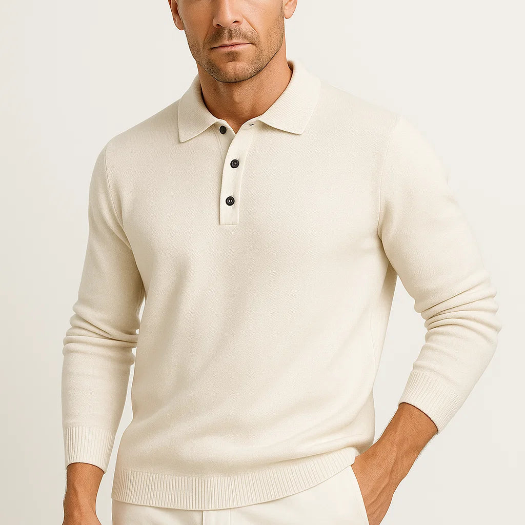Lunelle | Heren Polo Trui Merino Wol Lange Mouwen Klassiek Brei