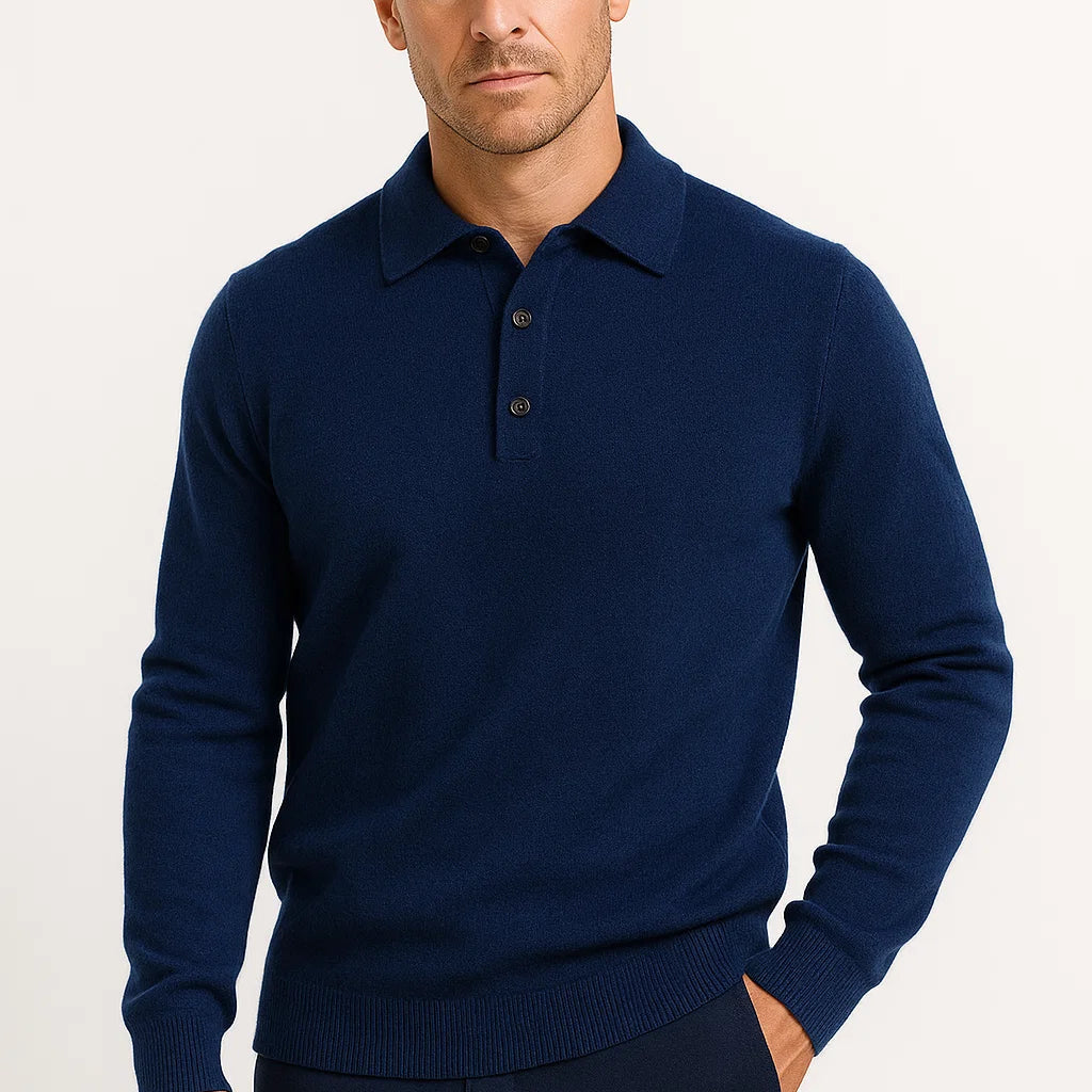 Lunelle | Heren Polo Trui Merino Wol Lange Mouwen Klassiek Brei