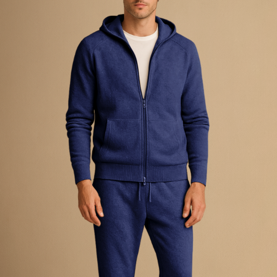 Lunelle | Heren Trainingspak Set Gebreide Zip-Up Hoodie en Joggingbroek