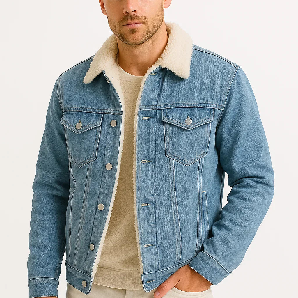 Lunelle | Heren Fleece Jacket Denim Verdikt Winter Losse Pasvorm