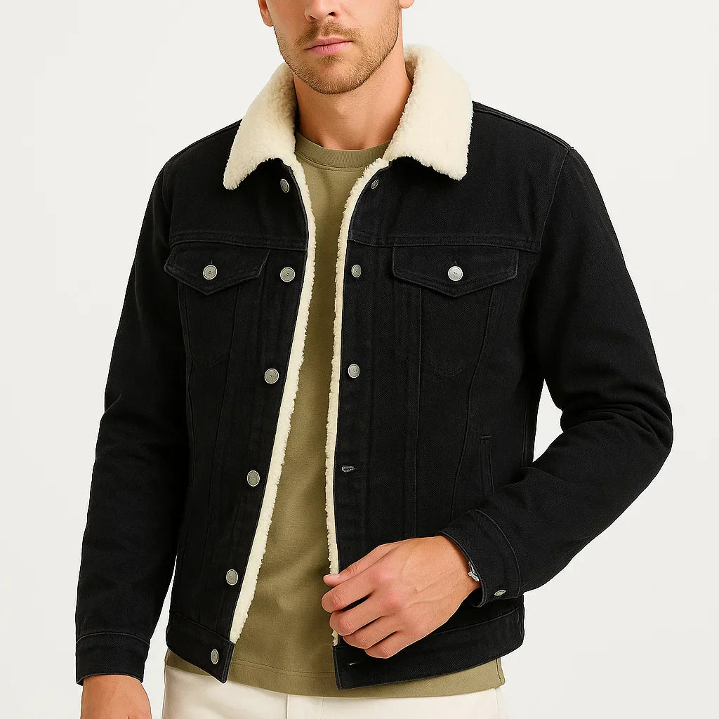 Lunelle | Heren Fleece Jacket Denim Verdikt Winter Losse Pasvorm