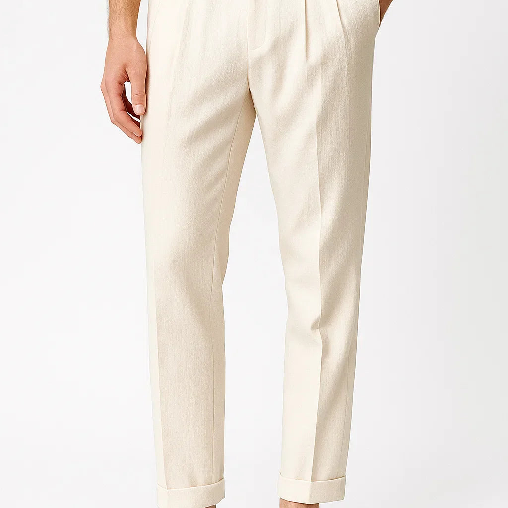 Lunelle | Herenbroek Modern Fit Katoen Elegant met Vouwen