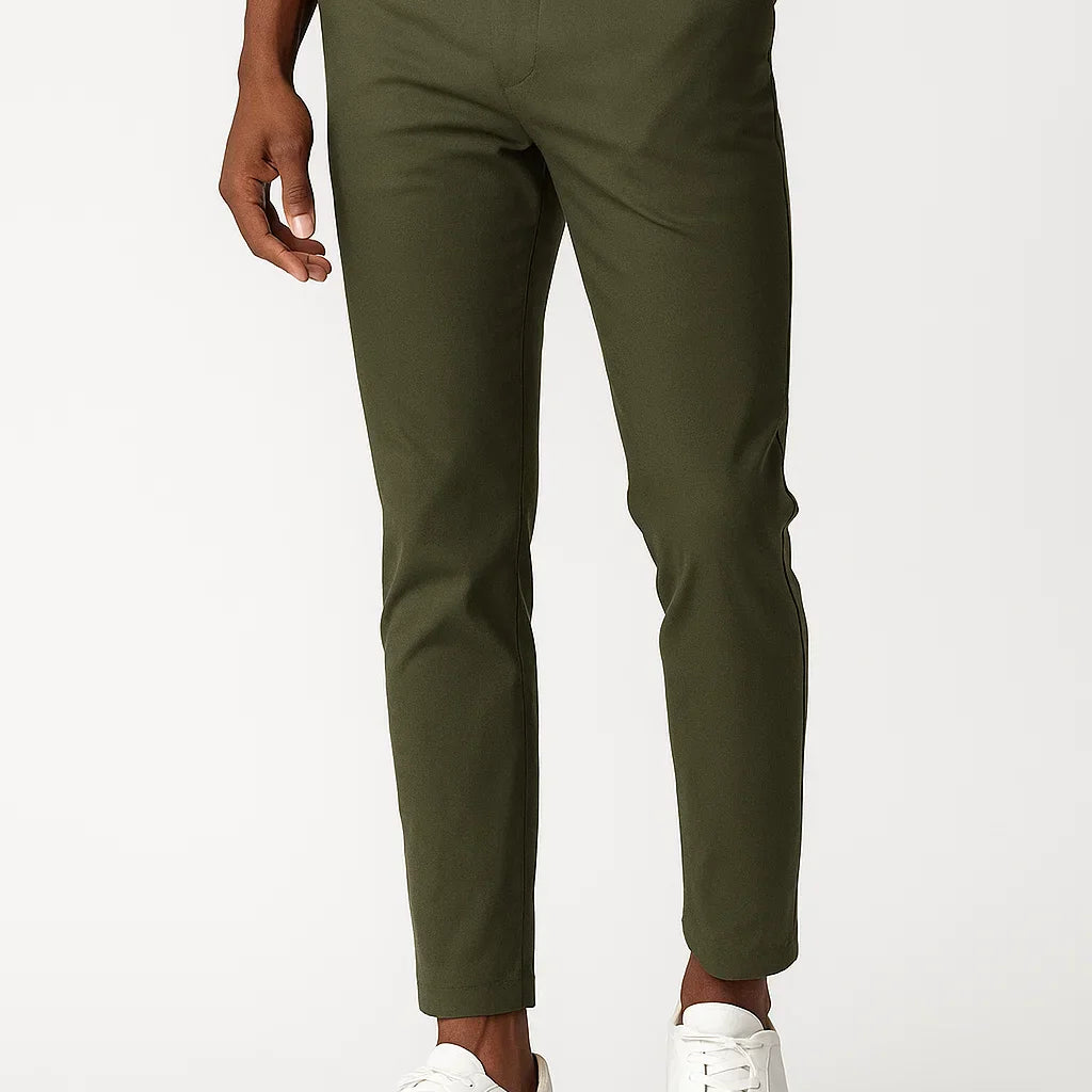 Lunelle | Heren Chino Broeken Khaki Stretch Stof Moderne Pasvorm