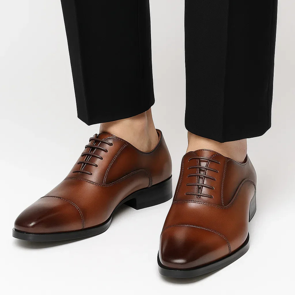 Lunelle | Heren Zwarte Leren Derby Formele Schoenen voor Zaken en Bruiloften